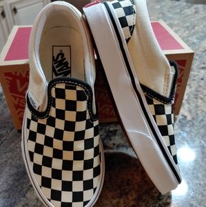 Classic Checkerboard (Black/White) Kids Slip-Ons